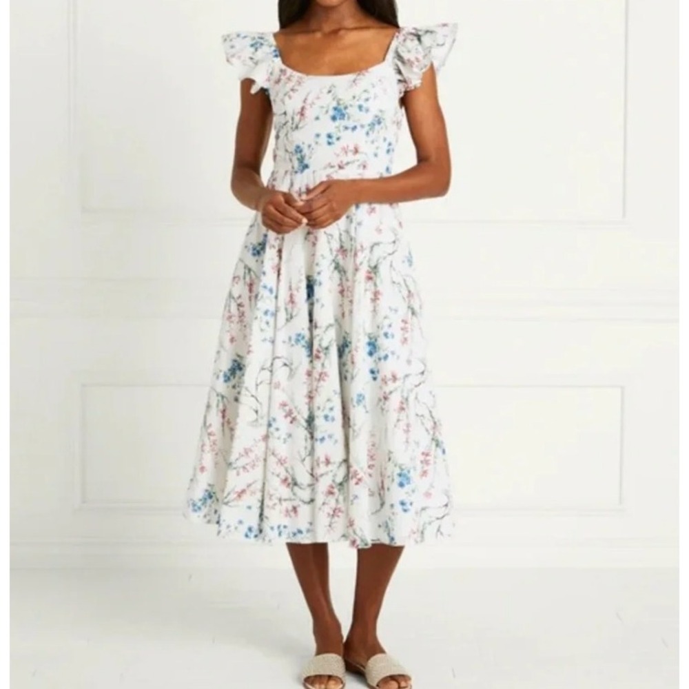 hill house the daphne nap dress in spring chintz white, women size large
